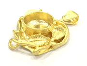 Pendant Blank Bezel Settings Base Blank Mountings Necklace Blank Cabochon Base Gold Plated Brass  (16 mm blank) G10044