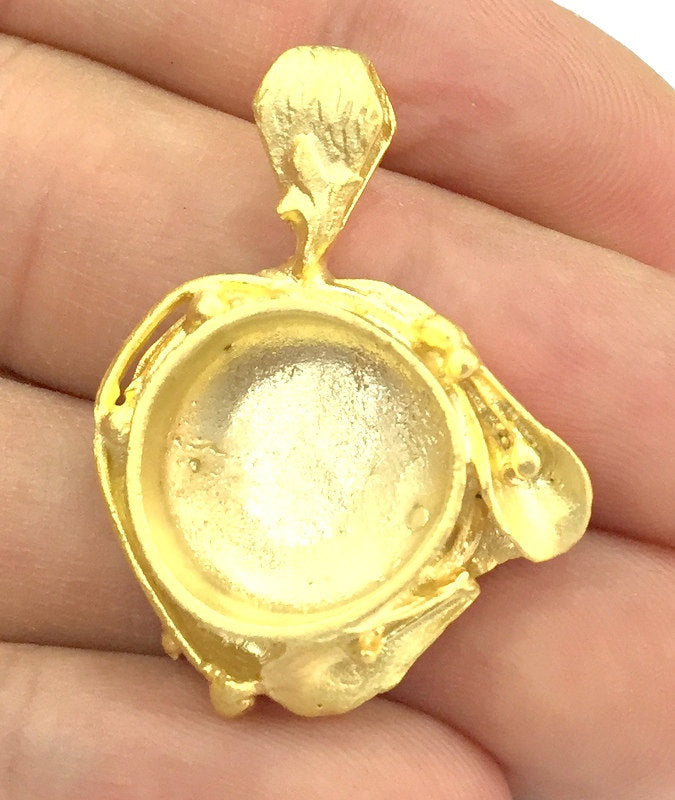 Gold Plated Brass Mountings ,  Blanks   (16 mm blank) G10041