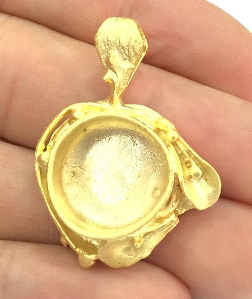 Gold Plated Brass Mountings ,  Blanks   (16 mm blank) G10041