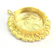 Pendant Blank Bezel Settings Base Blank Mountings Necklace Blank Cabochon Base  Gold Plated Brass  (25 mm blank) G10037