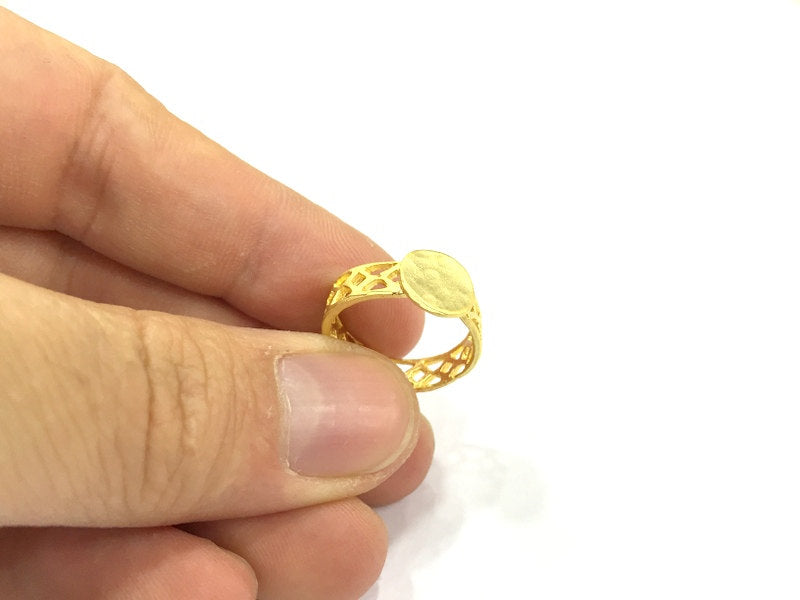 Adjustable Ring Blank, (10mm blank ) Gold Plated Brass G4914