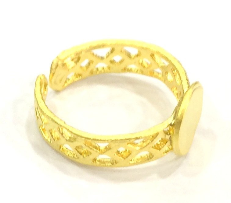 Adjustable Ring Blank, (10mm blank ) Gold Plated Brass G4914