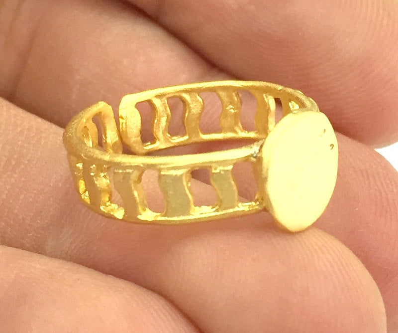 Adjustable Ring Blank, (10mm blank ) Gold Plated Brass G4915