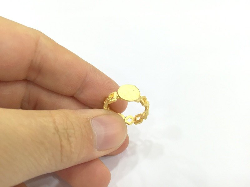 Adjustable Ring Blank, (10mm blank ) Gold Plated Brass G4941