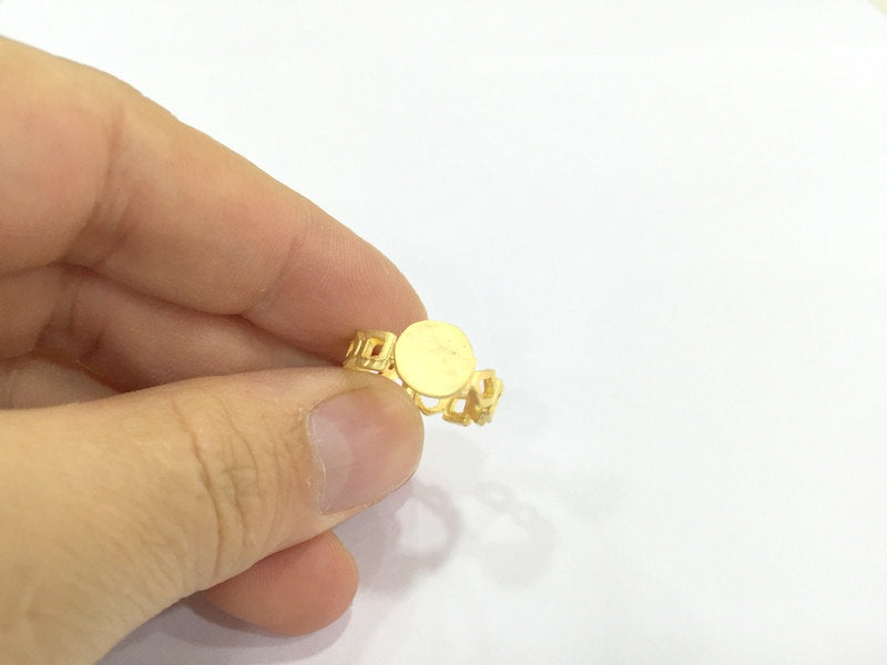 Adjustable Ring Blank, (10mm blank ) Gold Plated Brass G4941
