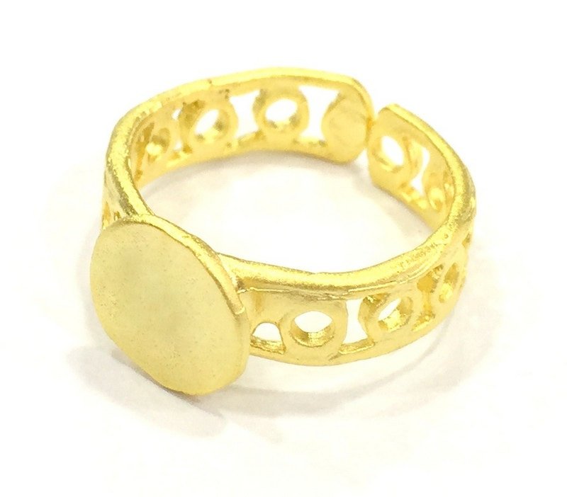 Adjustable Ring Blank, (10mm blank ) Gold Plated Brass G4917