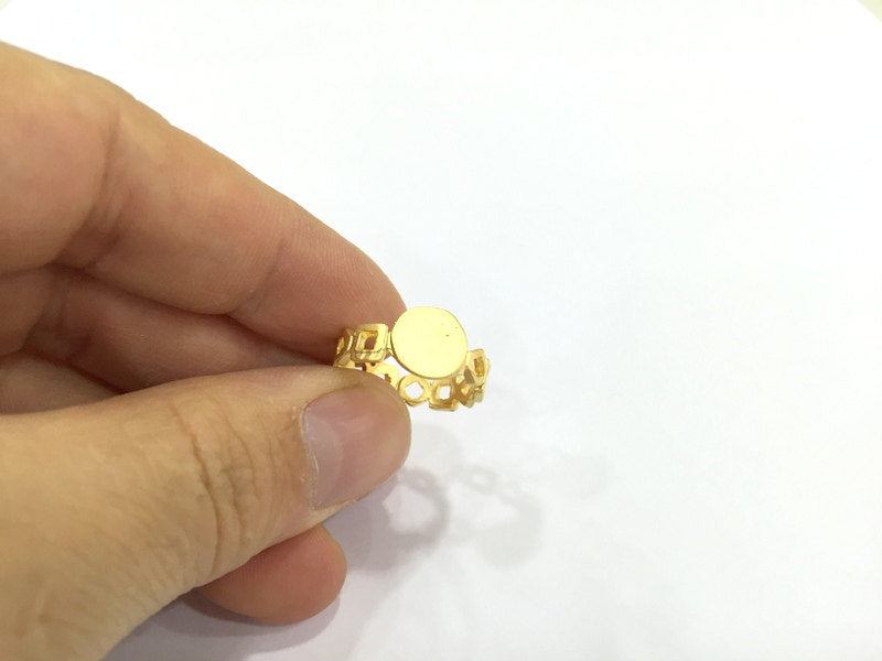 Adjustable Ring Blank, (10mm blank ) Gold Plated Brass G4917