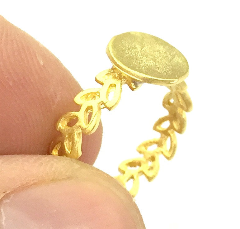 20 Pcs Adjustable Ring Blank, (10mm blank ) Gold Plated Brass G4918