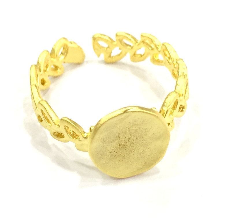 20 Pcs Adjustable Ring Blank, (10mm blank ) Gold Plated Brass G4918