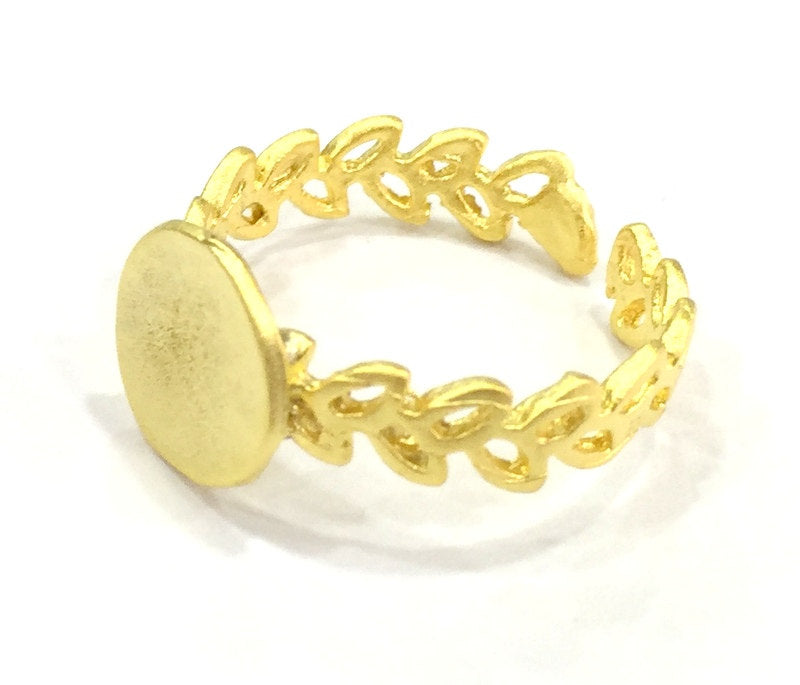 20 Pcs Adjustable Ring Blank, (10mm blank ) Gold Plated Brass G4918