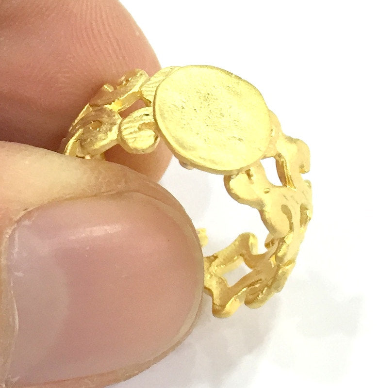 Adjustable Ring Blank, (10mm blank ) Gold Plated Brass G4919