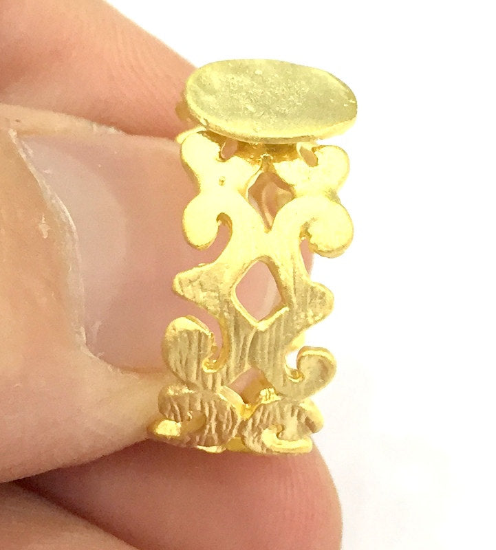 Adjustable Ring Blank, (10mm blank ) Gold Plated Brass G4919