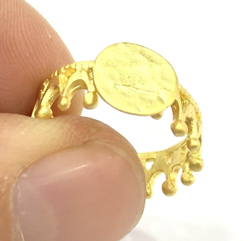 Adjustable Ring Blank, (10mm blank ) Gold Plated Brass G4921