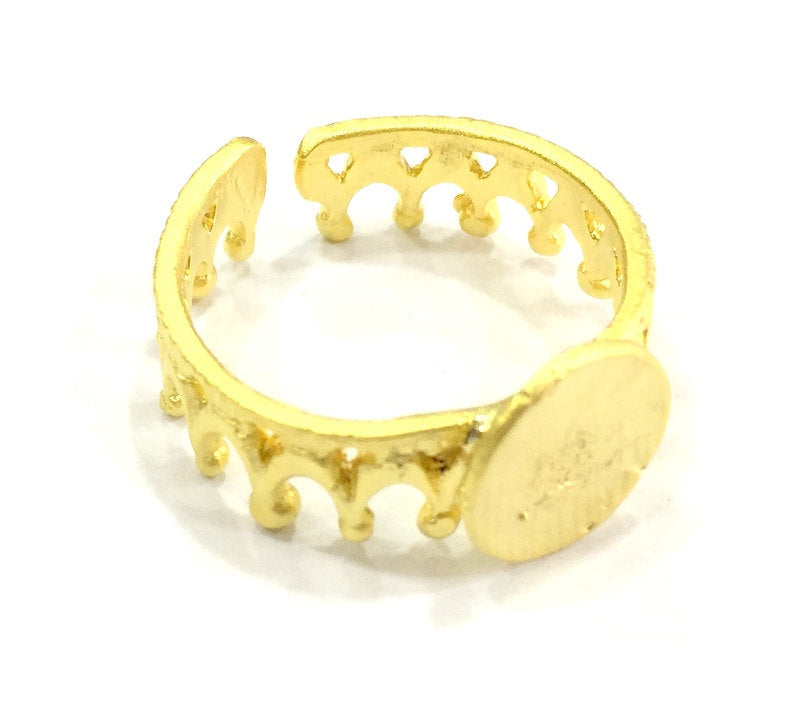 Adjustable Ring Blank, (10mm blank ) Gold Plated Brass G4921