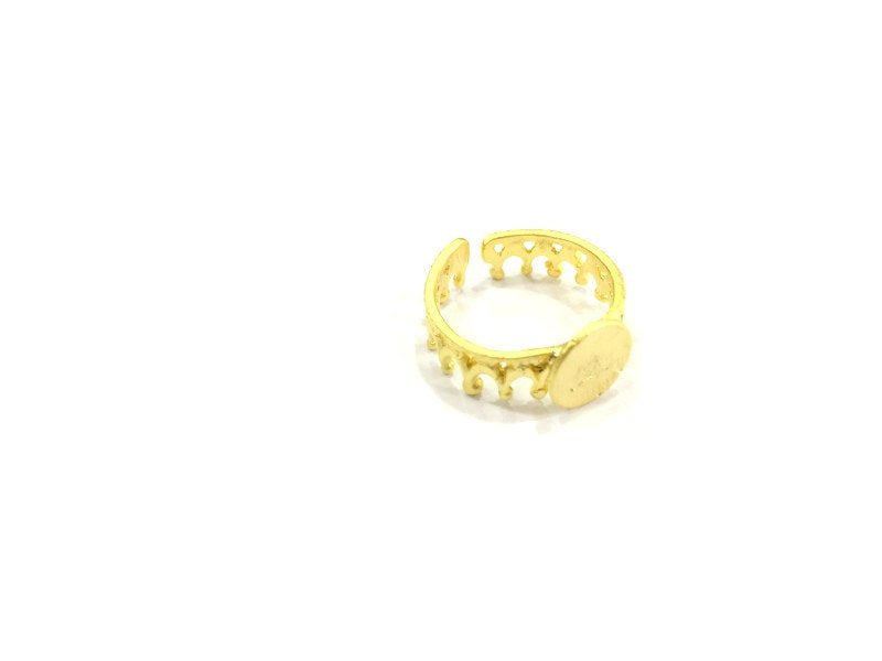 Adjustable Ring Blank, (10mm blank ) Gold Plated Brass G4921