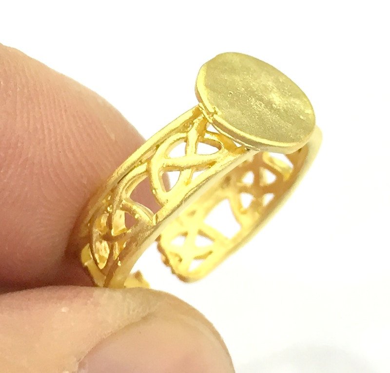 Adjustable Ring Blank, (10mm blank ) Gold Plated Brass G4922