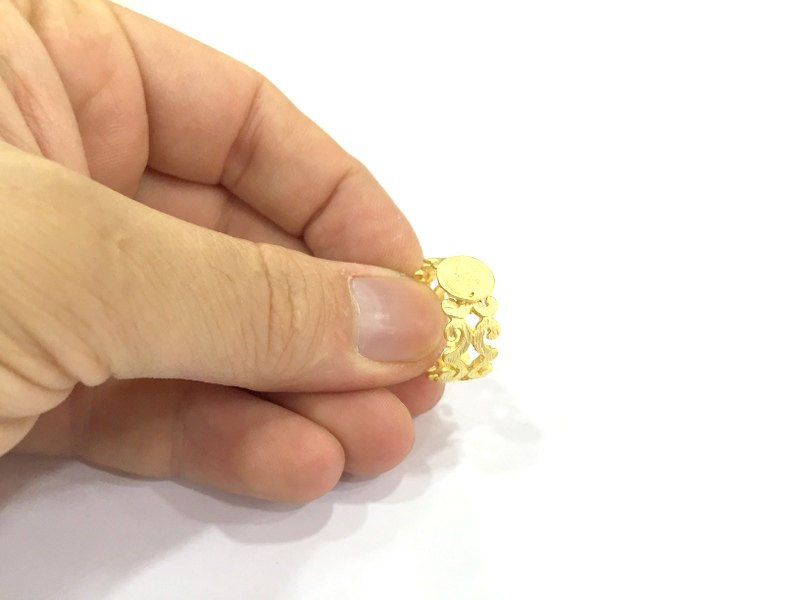 Adjustable Ring Blank, (10mm blank )  Gold Plated Brass G4926