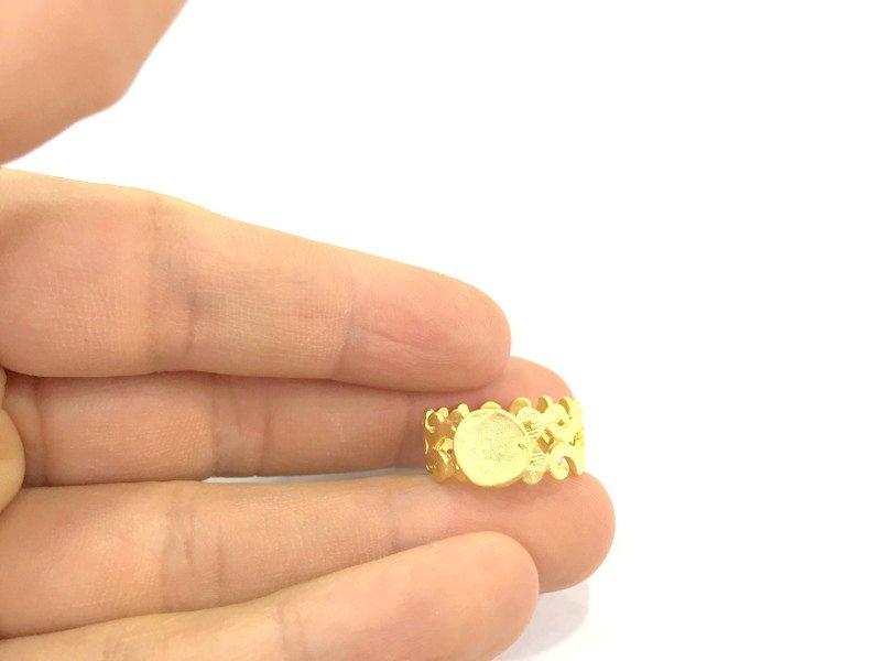 Adjustable Ring Blank, (10mm blank ) Gold Plated Brass G4927