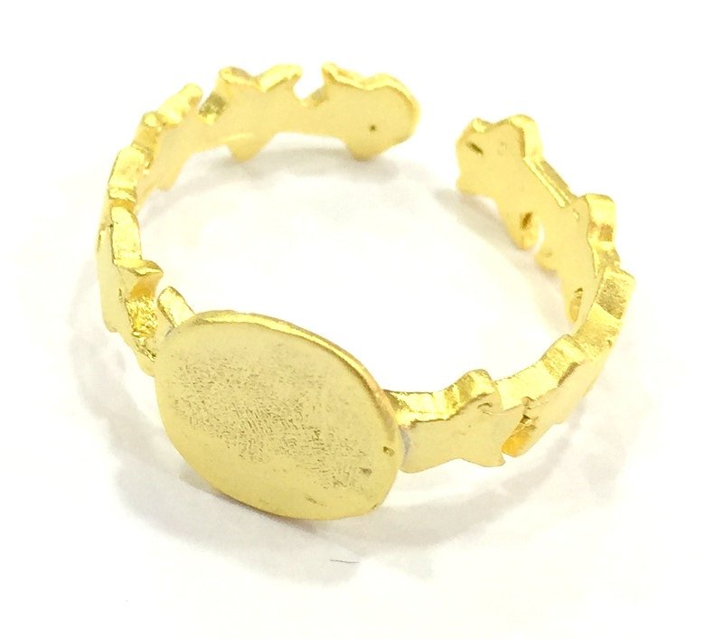 Adjustable Ring Blank, (10mm blank ) Gold Plated Brass G4928