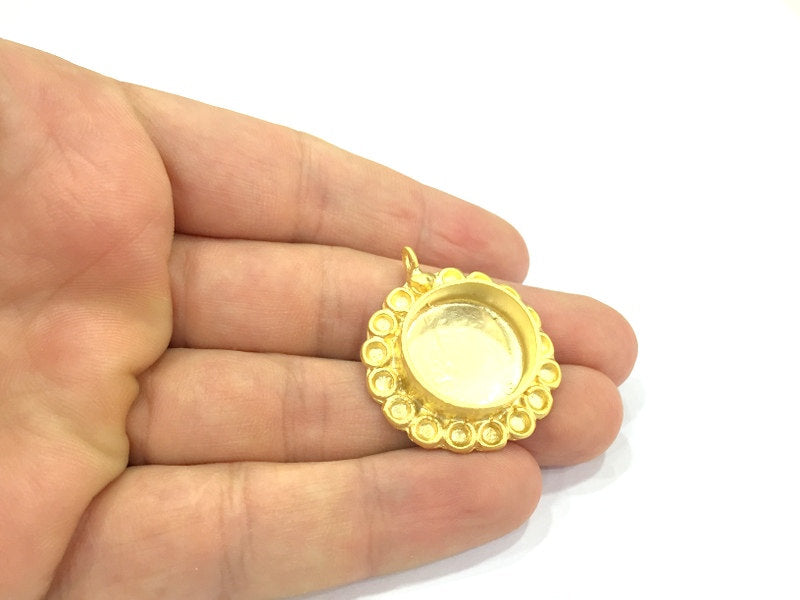 Pendant Blank Bezel Settings Base Blank Mountings Necklace Blank Cabochon Base Gold Plated Brass  (20 mm blank) G10052