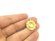 Pendant Blank Bezel Settings Base Blank Mountings Necklace Blank Cabochon Base Gold Plated Brass   (10 mm blank) G10047