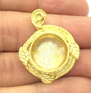 Pendant Blank Bezel Settings Base Blank Mountings Necklace Blank Cabochon Base Gold Plated Brass  (20 mm blank) G10040