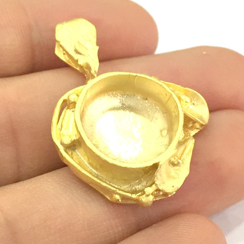 Gold Plated Brass Mountings ,  Blanks   (16 mm blank) G10041