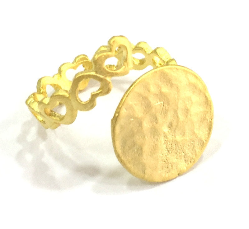 Adjustable Ring Blank, (15mm blank )  Gold Plated Brass G4937