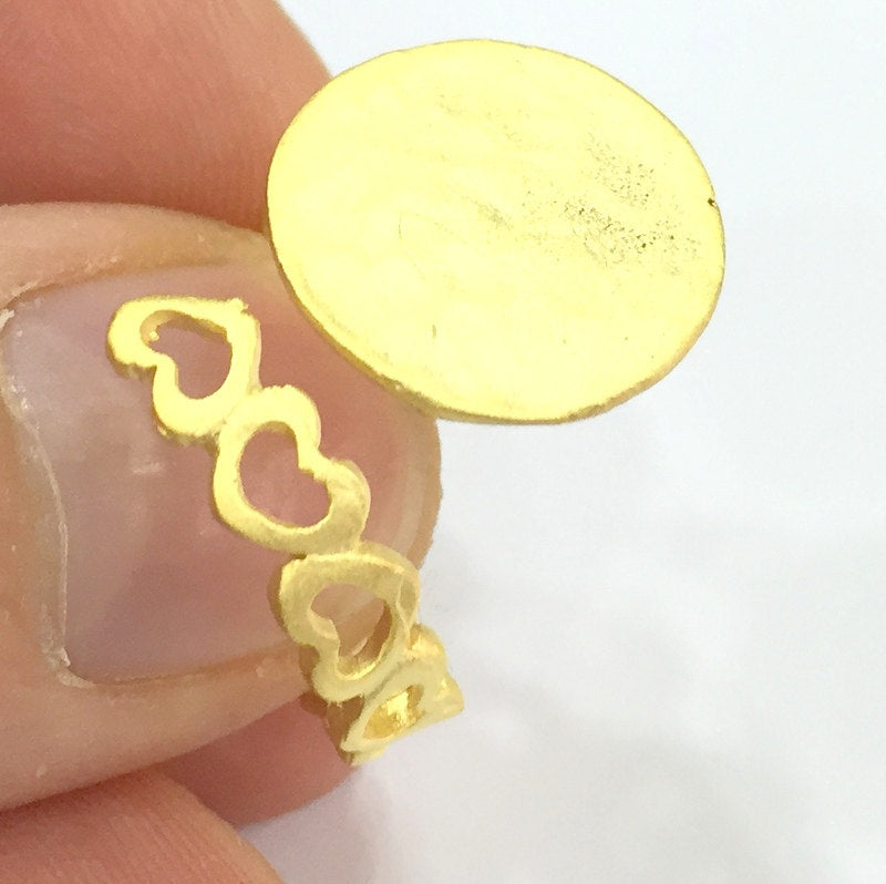 Adjustable Ring Blank, (15mm blank )  Gold Plated Brass G4937