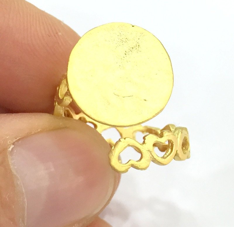 Adjustable Ring Blank, (15mm blank )  Gold Plated Brass G4937