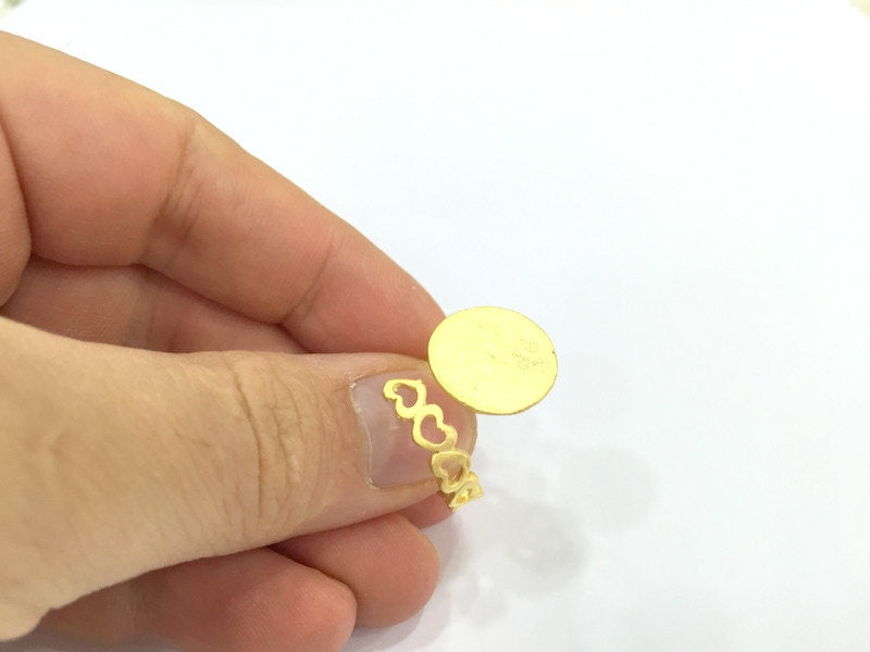 Adjustable Ring Blank, (15mm blank )  Gold Plated Brass G4937