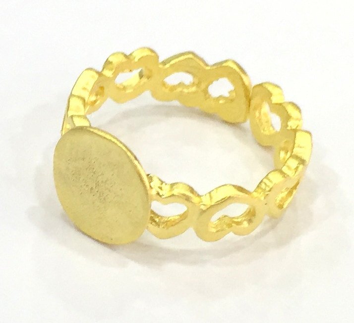 Adjustable Ring Blank, (10mm blank ) Gold Plated Brass G4938