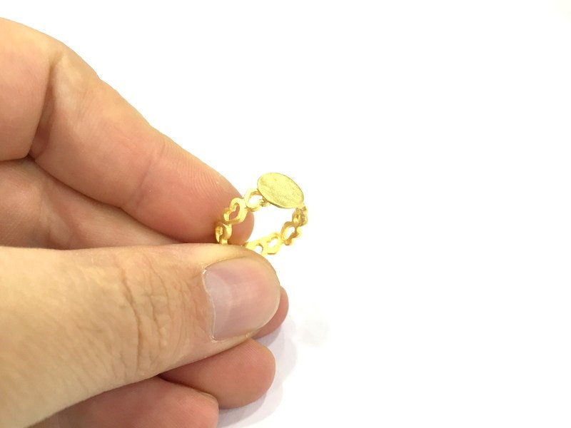 Adjustable Ring Blank, (10mm blank ) Gold Plated Brass G4938