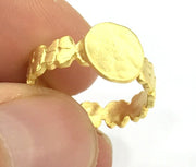 Ring Blank Bezel Settings Cabochon Base Mountings (10mm blank ) Adjustable Gold Plated Brass G4942