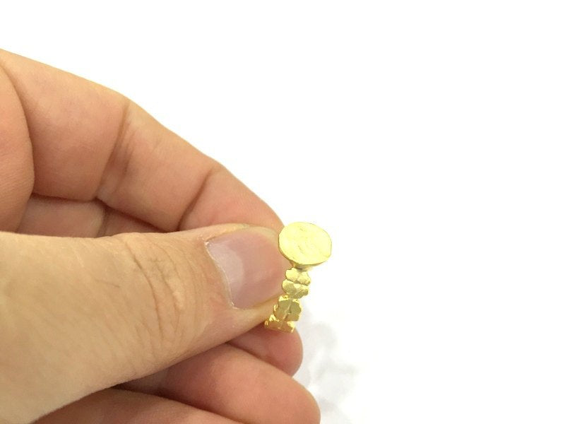 Ring Blank Bezel Settings Cabochon Base Mountings (10mm blank ) Adjustable Gold Plated Brass G4942