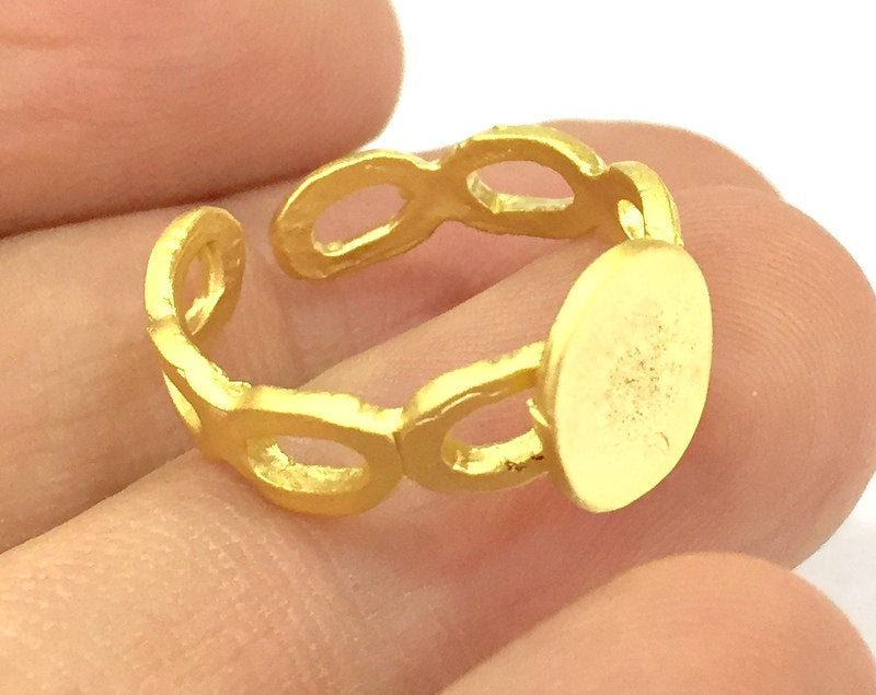 Adjustable Ring Blank, (10mm blank ) Gold Plated Brass G4943