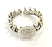 Adjustable Ring Blank, (10mm blank ) Antique Silver Plated Brass G17056