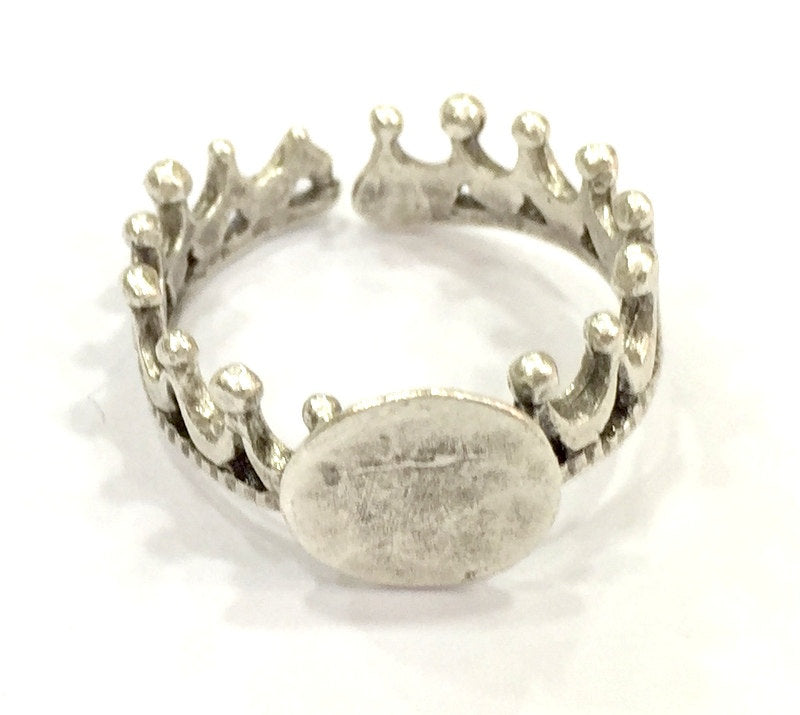 Adjustable Ring Blank, (10mm blank ) Antique Silver Plated Brass G17056