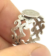 Adjustable Ring Blank, (10mm blank ) Antique Silver Plated Brass G4950