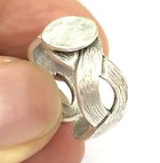 Adjustable Ring Blank, (10mm blank ) Antique Silver Plated Brass G4951