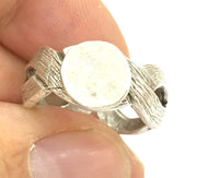 Adjustable Ring Blank, (10mm blank ) Antique Silver Plated Brass G4951