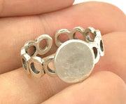 Adjustable Ring Blank, (10mm blank ) Antique Silver Plated Brass G4953