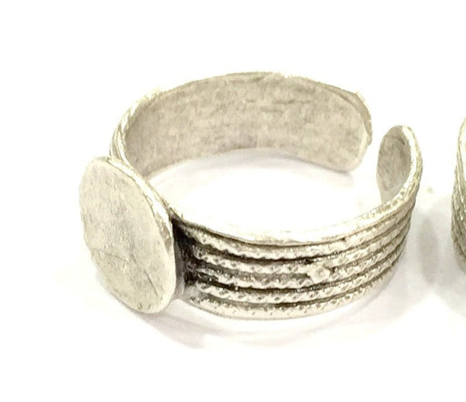 Adjustable Ring Blank, (10mm blank ) Antique Silver Plated Brass G4955