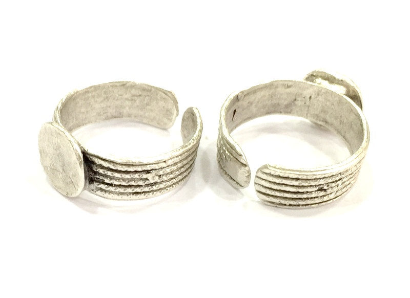 Adjustable Ring Blank, (10mm blank ) Antique Silver Plated Brass G4955