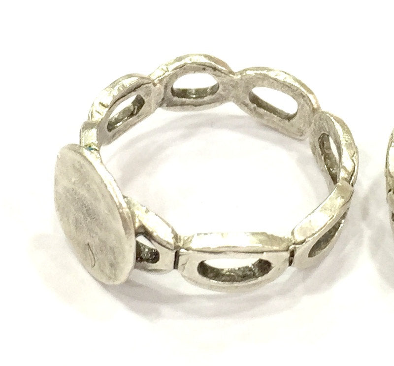 Adjustable Ring Blank, (10mm blank ) Antique Silver Plated Brass G4956