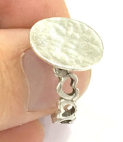 Adjustable Ring Blank, (15mm blank ) Antique Silver Plated Brass G4960