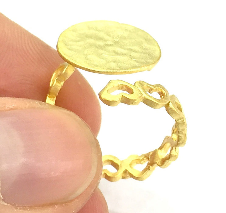 Adjustable Ring Blank, (15mm blank )  Gold Plated Brass G4937