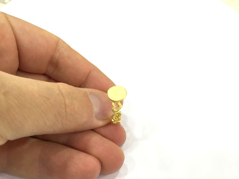 Adjustable Ring Blank, (10mm blank ) Gold Plated Brass G4938