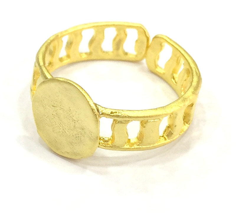 Adjustable Ring Blank, (10mm blank ) Gold Plated Brass G4915