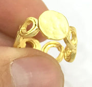 Adjustable Ring Blank, (10mm blank ) Gold Plated Brass G4940
